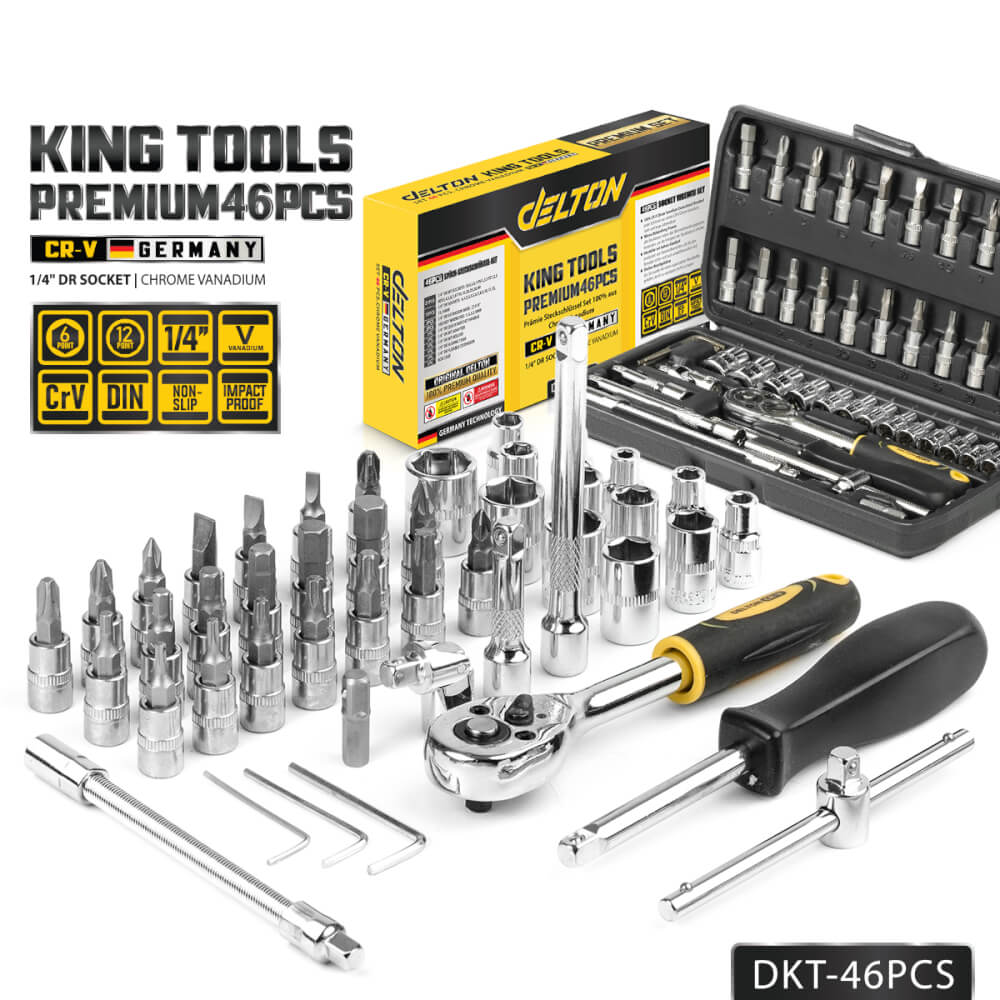 ชุดบ็อกซ์ DELTON รุ่น DKT-46PCS 1/4 นิ้ว แพ็ก 46 ชิ้น